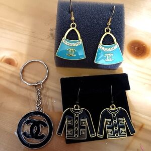 Set Of #3 Chanel Logo Earings.
